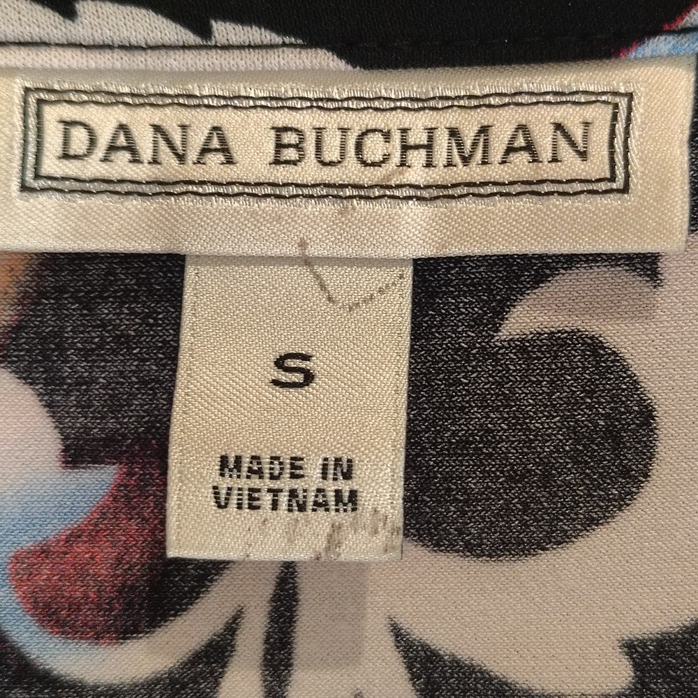 Dana Buchman Black Floral Faux Wrap Midi Dress with Side Tie Size S – Like New - Picture 8 of 8